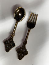 Mini Vintage Tibet Bronze Incense Spoon and/or Fork Hand Cast