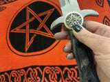Celtic Pentacle Athame Dagger – Black Walnut Handle, Leather Sheath
