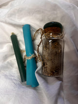 Ritual Jar: Prosperity Spell Candle, Herbs & Gemstones + Ritual - Gift Set