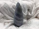 Blue Calcite 1lb7.5oz flame specimen crystal spiral cut (3)