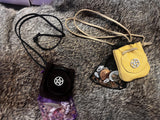Handmade Leather Travel Pouch: Herbs, Stones & Shells