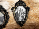 Magnets 3 antiqued frames lot samhain witchy theme OOAK handmade gift (G)