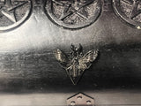 Horned Moth Triple Pentacle Altar Box Large 7.5x5x4.5 Inches Hand Painted