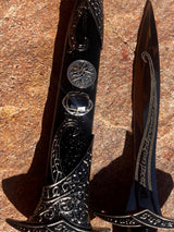Athame - Celtic Pentacle Amethyst Stone Stainless Steel Double Sided Unsharpened Blade
