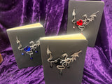Dragon Heart Leather Journal: Lined Paper, Elastic Closure Choice of Black, Red or Blue