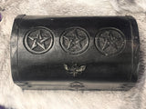 Horned Moth Triple Pentacle Altar Box Large 7.5x5x4.5 Inches Hand Painted