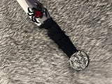 Athame / Dagger - Rams Head Pentacle Spider 6 Inches Black Wrapped Handle