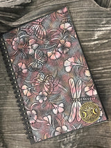 Nature Vinyl Spiral Notebook Handmade Blank Lined 5.5" x 8.3" Hecate Triple Moon Goddess Symbol