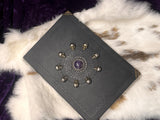 Journal Amethyst Gemstone Brass Skulls Grimoire Book of Shadows Celtic 5.75" x 8.25"