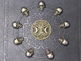 Hecate Journal Brass Skulls Grimoire Book of Shadows Celtic 5.75" x 8.25"