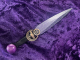 Copper Pentacle Athame Set of 3: Purple Blade Altar Knife, 6.5 Inch