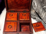 Handmade Red Mango Wood Box: Celtic Knot Sodalite Moon Phases Goddess 8x8x3 Heavy