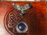 Lilith Lucifer Lapis Lazuli Chest Large Wood Carved Red Mango 10x6" OOAK Sigil