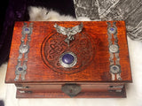 Lilith Lucifer Lapis Lazuli Chest Large Wood Carved Red Mango 10x6" OOAK Sigil