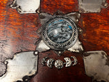 Handmade Red Mango Wood Box: Celtic Knot Sodalite Moon Phases Goddess 8x8x3 Heavy