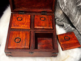 Handmade Red Mango Wood Box: Celtic Knot Sodalite Moon Phases Goddess 8x8x3 Heavy