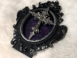 Gothic Cross Skeleton Witchy Frame Purple Velvet Handmade Small OOAK