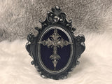 Gothic Cross Skeleton Witchy Frame Purple Velvet Handmade Small OOAK