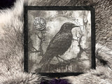 Lilith Altar Tile Slate Raven 4x4 Inches Handmade