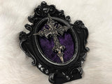 Gothic Cross Skeleton Witchy Frame Purple Velvet Handmade Small OOAK