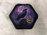 Raven Purple Pentacle Moon Altar Tile Slate 4x4 Inches Handmade