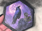 Raven Purple Pentacle Moon Altar Tile Slate 4x4 Inches Handmade