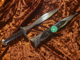 Athame - Hecate Triple Moon Pentagram Celtic Stainless Steel Double Sided Unsharpened Blade Green 1093