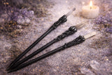 Witch's Needle - Stainless Steel Heavy Crystal Point Pewter Black