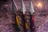 3 Damascus Bosom Athame Dagger Sheath Wood Handle Handmade 5.5 Inches Lot 5