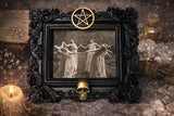 Witch Circle Magnet, Bronze Skull & Pentacle, Dark Samhain Decor