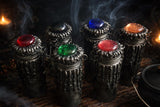 DIY Ritual Witchcraft Spell Jar Handmade Pewter Black Glass Jewel Top Hinged - Choose Ritual