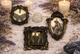 Magnets 3 antiqued frames lot samhain witchy theme OOAK handmade gift (2)