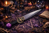 Copper Pentacle Athame Set of 3: Purple Blade Altar Knife, 6.5 Inch
