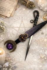 Raven Moon Athame – Ritual Dagger, Wiccan Altar Tool, Pentacle Knife, Witchcraft Gift, Ceremonial Blade, Pagan Tool