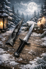 Athame - Raven Moon Phases Celtic Stainless Steel Double Sided Unsharpened Blade (DAGG-1136)