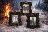 Antiqued Witchy Frames: Black Candles, Moth, Dancing Witches - Set of 3