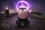 Lilith Rose Quartz Sphere on Handmade Clay Stand with Lilith Sigil 1.5 pounds