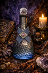 Hand Painted Moon Water Glass Jar: Amethyst Gemstone Crystal Cork