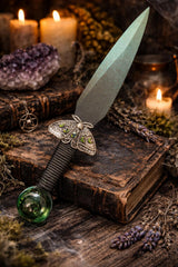 Wholesale: Lunar Moth Athame Green Ombre Altar Dagger, Glass Stone (6.5 Inch) Lots of 5, 10 and 20