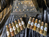 Witch's Chest with 12 Glass Vial Herbs w/spells