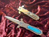 Folding Athame, Ornate Gold