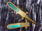 Folding Athame, Ornate Gold