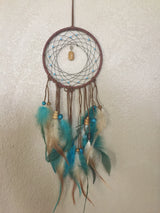 Dream Catcher, Blue/White Feathers
