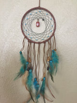 Dream Catcher, Blue/White Feathers