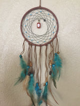 Dream Catcher, Blue/White Feathers
