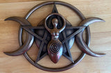 Bronze Finish Wall Plaque, Triple Moon Goddess