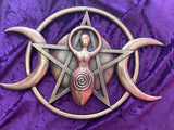 Bronze Finish Wall Plaque, Triple Moon Goddess
