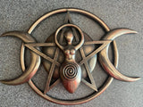 Bronze Finish Wall Plaque, Triple Moon Goddess