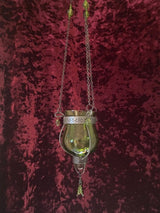 Moroccan Hanging Glass Candle Holder - Green