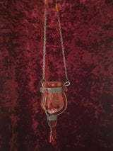 Moroccan Hanging Glass Candle Holder - Red